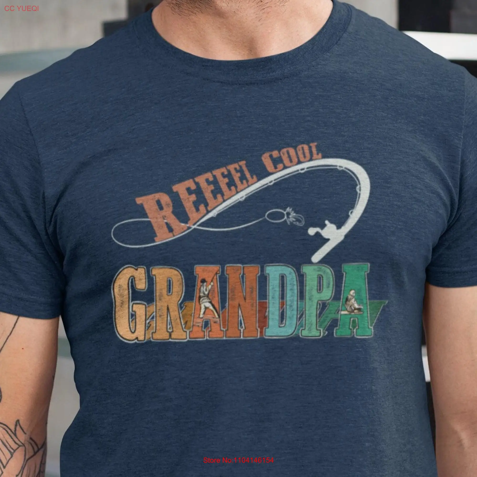 Reel Cool Granpa T Shirt Retro Grandpa Fisher Grandad s Fishing Fathers Day long or short sleeves