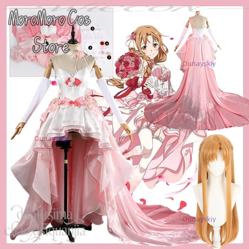 anime-asuna-sexy-off-shoulder-pink-dress-sweet-lolita-lovely-long-tail-rose-wedding-dress-cosplay-yuuki-wigs-halloween-christmas