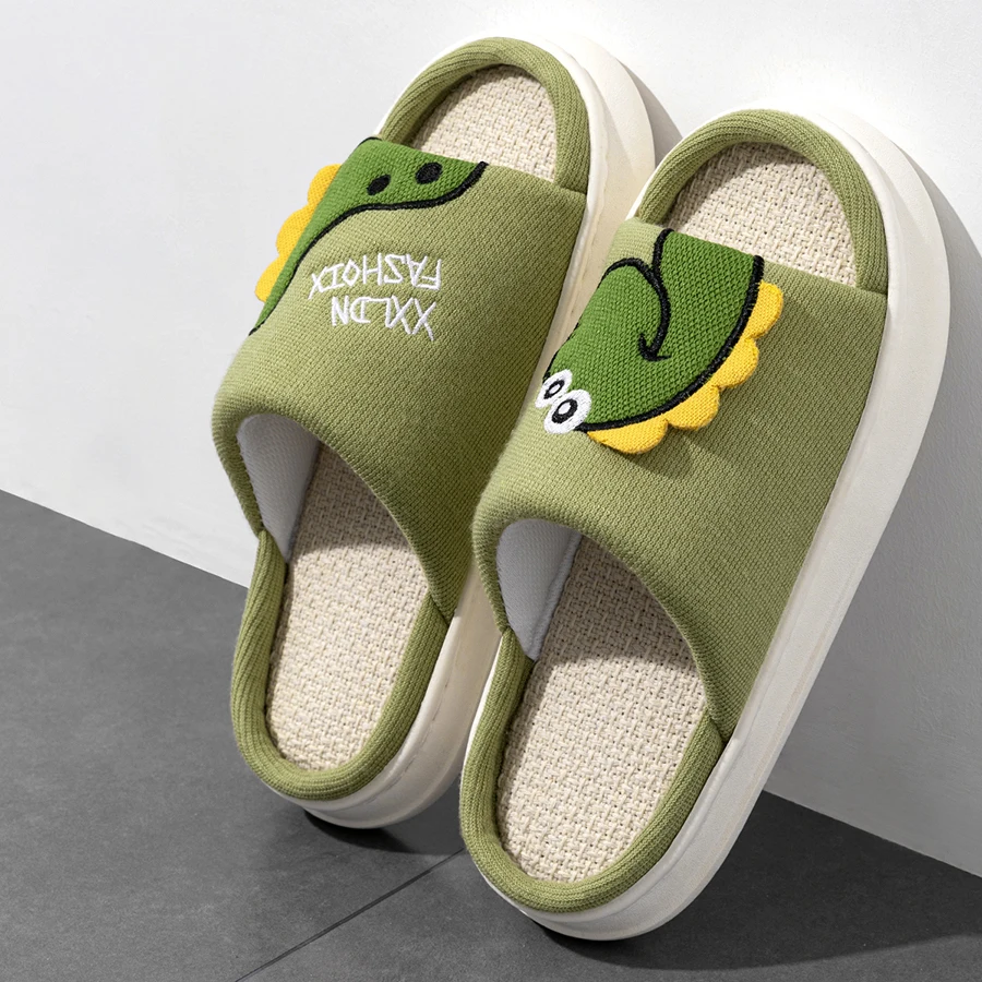 2024 Women\'s Fashion Simple Home Soft Soled Slippers Cute Dinosaur Style Soft and Comfortable Slippers