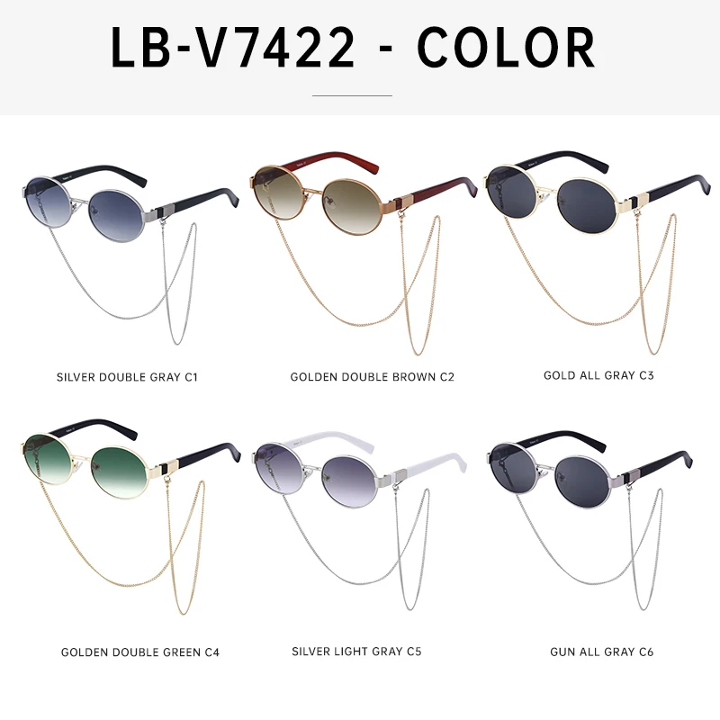 Trendy Retro Round Sunglasses Women With Chain 2023 Brand Designer Fashion Oval Sun Glasses Female Shades Vintage Punk Eyewear