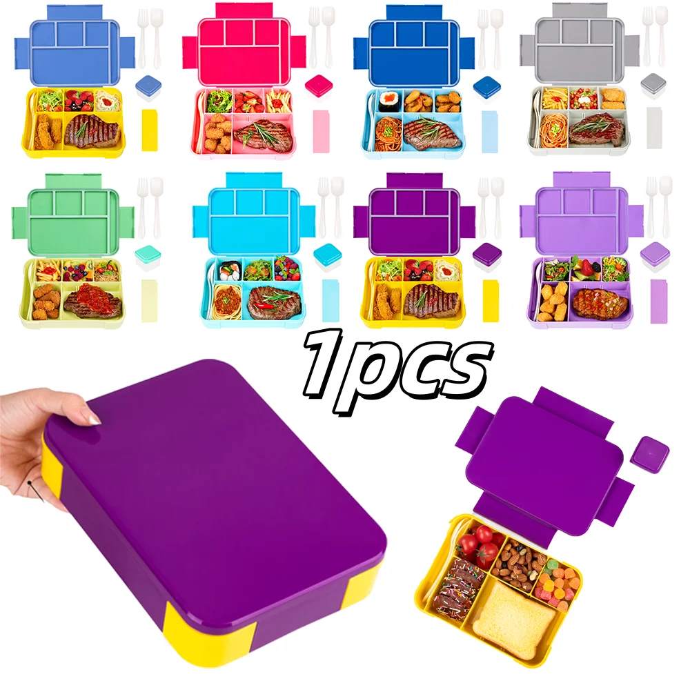 1pc Adorable Pattern Kids Lunch Box Portable Divided Leakproof Food Container Bento Box For School Office Microwave Oven Heating