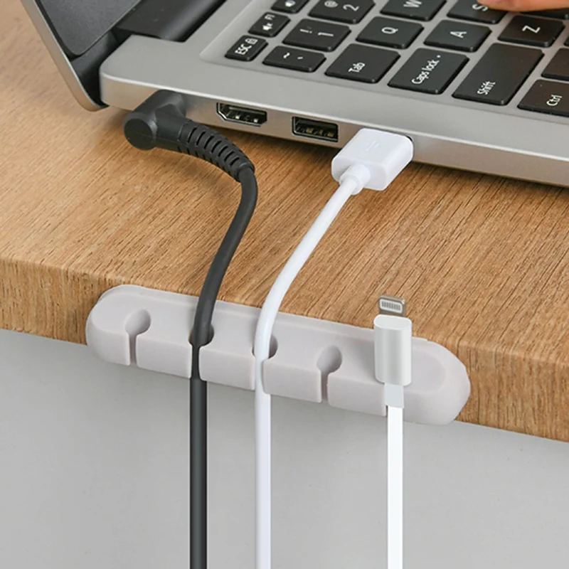 Organizador de Cables de silicona, enrollador USB, soporte de Clips de gestión ordenada de escritorio para ratón, teclado, auriculares