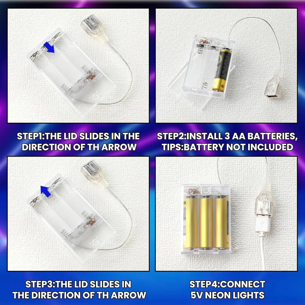 【N11R】 6 Pcs USB Battery Pack for LED Lights Portable 5V Battery Pack with Cover for Plug in Lights, 3 AA Holder with Switch