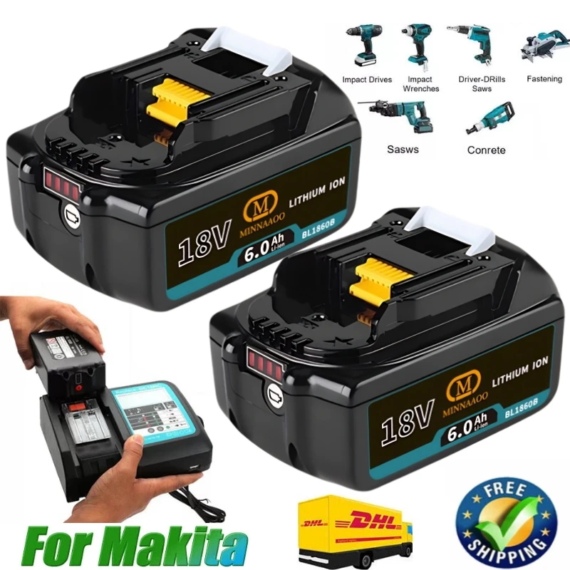 

Подлинный аккумулятор для Makita 18 В 6000 мАч литий-ионный BL1860B BL1850, сменный аккумулятор для электроинструмента LXT