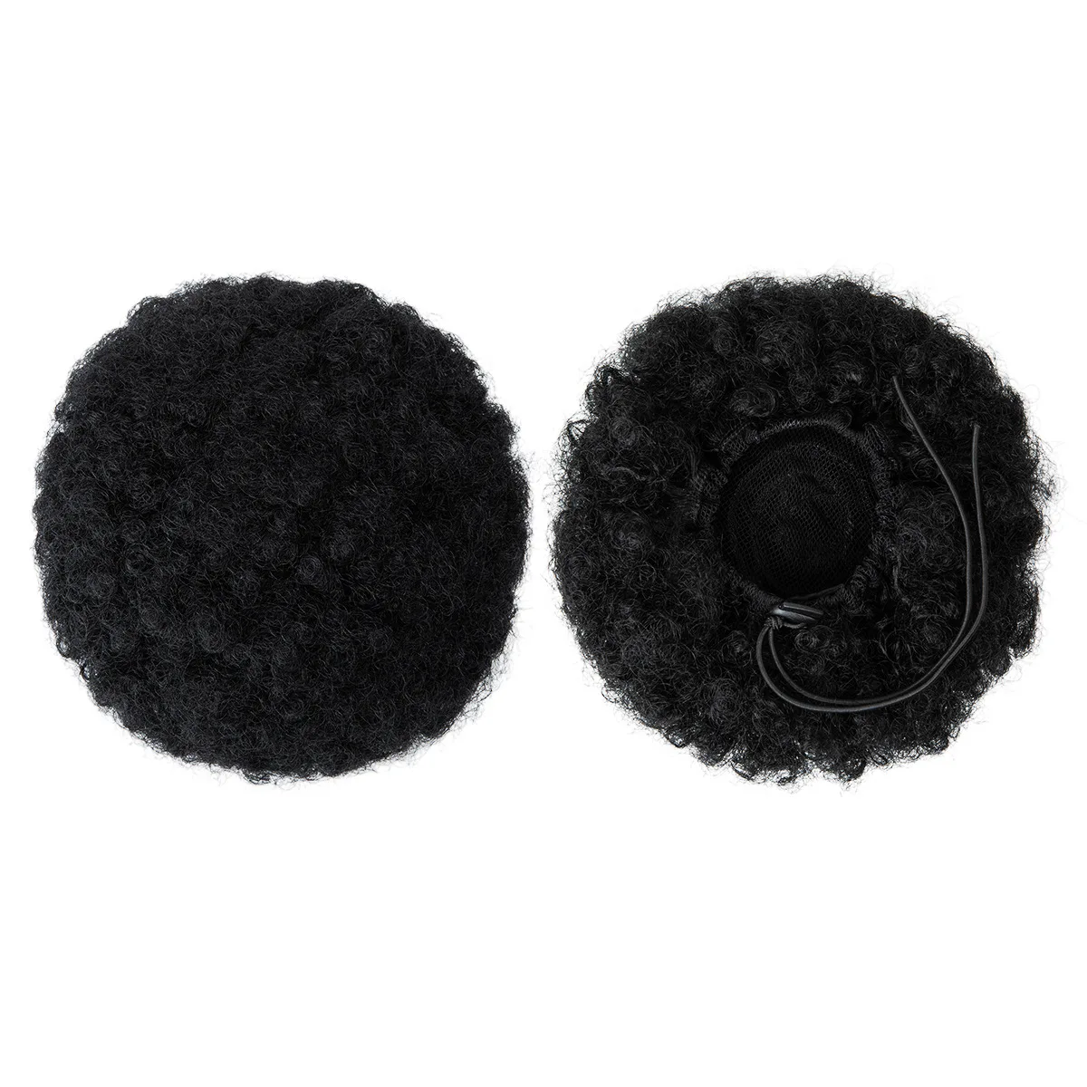 ربطات شعر مستعار صناعية على شكل كعكة للنساء، دودة شعر على شكل ذيل حصان عالية مع حزمة شعر مجعدة كبيرة برباط - إكسسوارات شعر مستعار #4