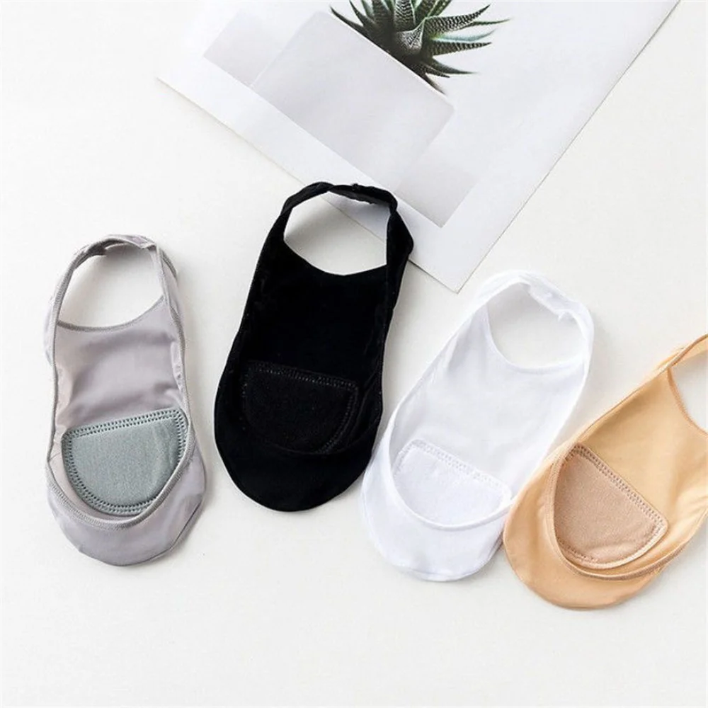 3/6 Pairs High Heel Shoes Non Slip Silicone Sling Socks Ice Silk Shallow Mouth Socks Invisible Women New Fashion Cotton Socks