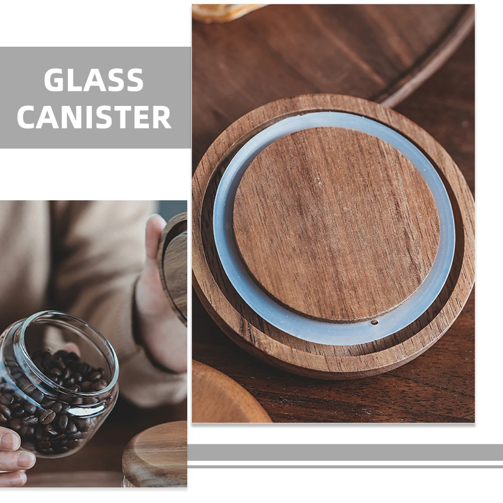 

Glass Storage Jar with Wooden Lid Clear Airtight Food Container for Tea Coffee Sugar Cereals Dried Fruits Bulk Ingredients