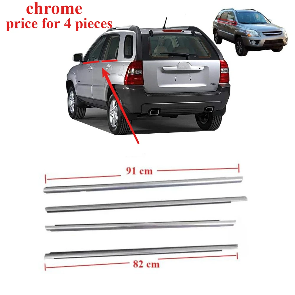 

4 Pcs Chrome Outside Window Glass Rubber for Kia Sportage Glass Protective Weatherstrip for Glass Outer Laminate 82220-1F010
