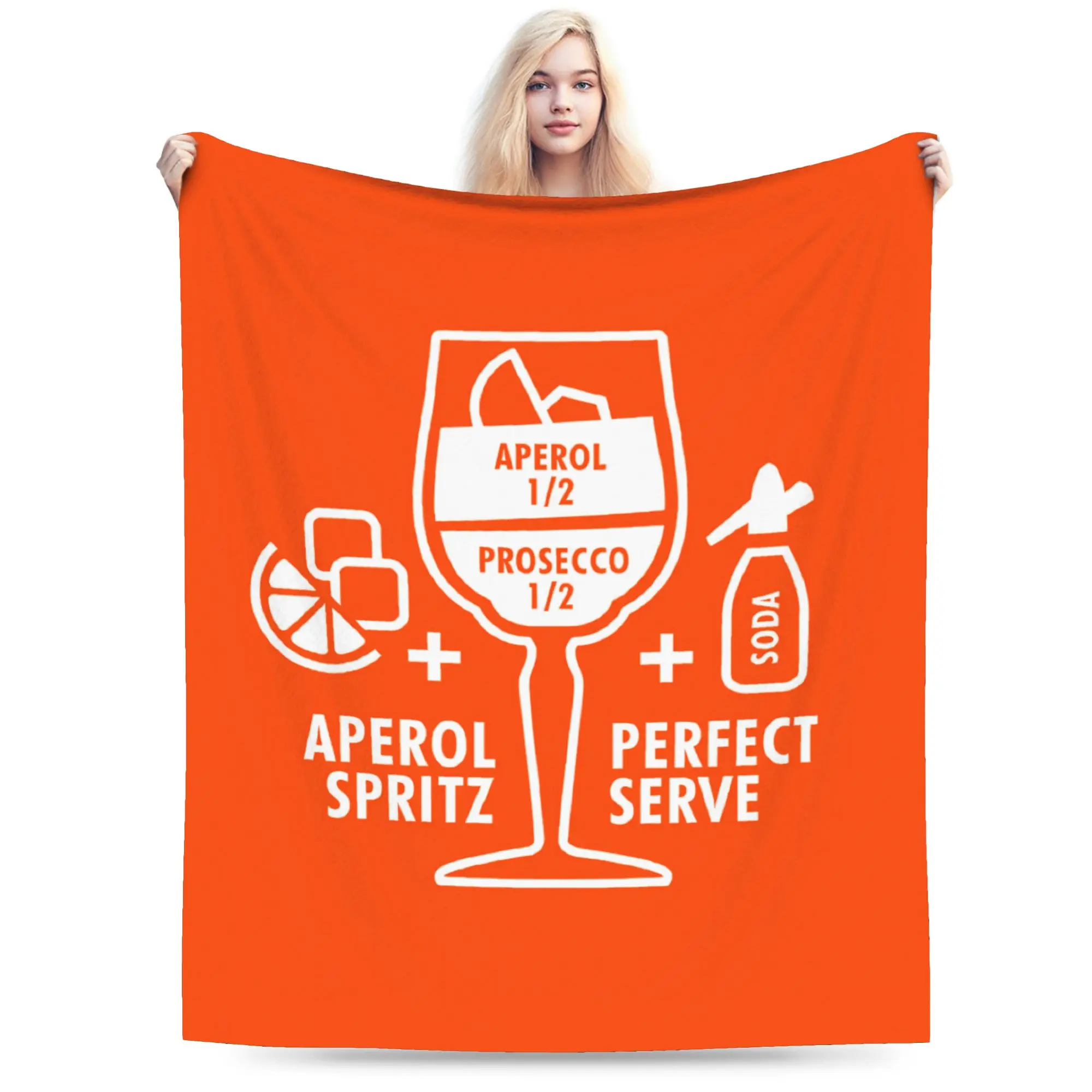 Custom Aperols Spritz Print Blankets Warm Flannel Love Drinking Cocktail Throw Blanket for Bedding Couch Quilt