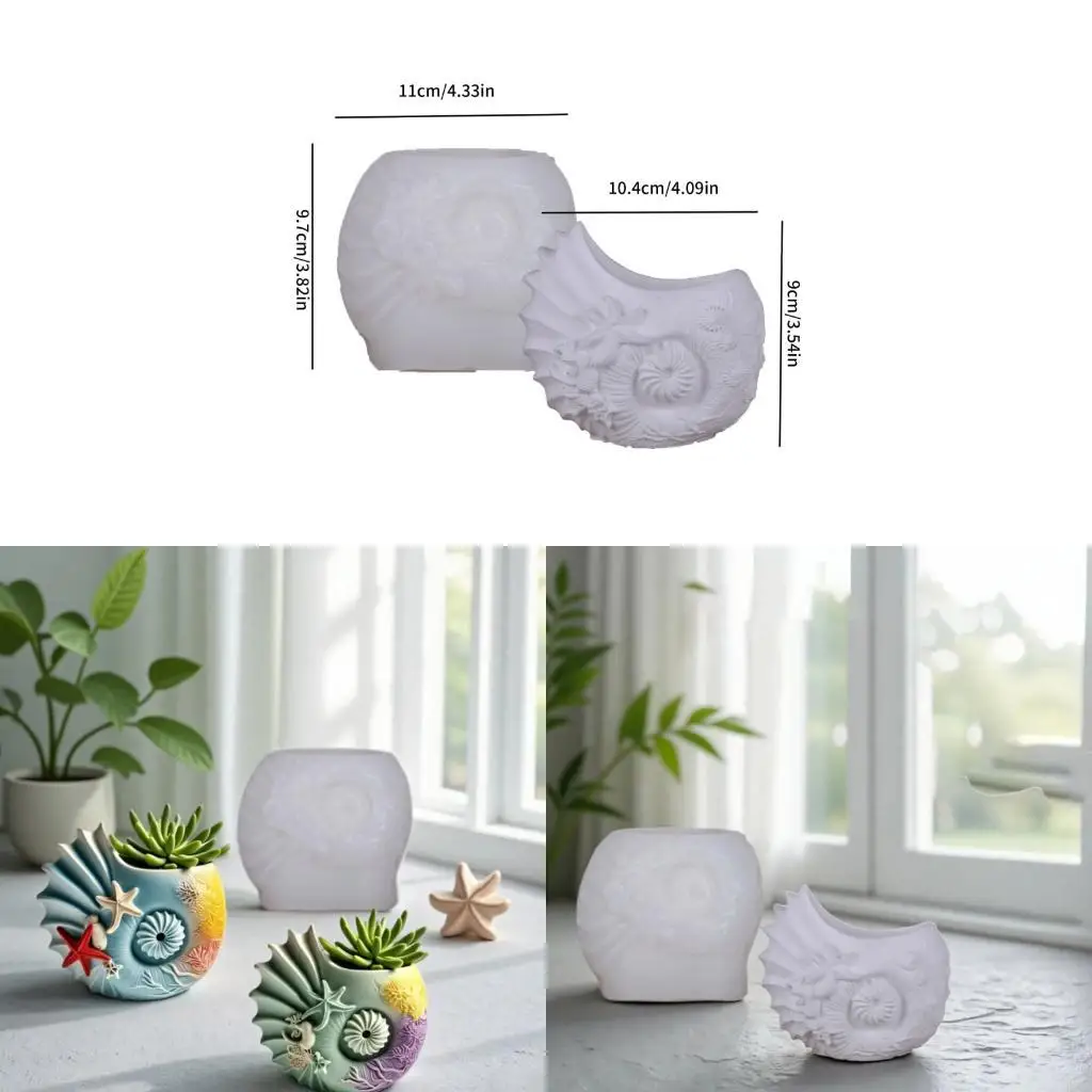 

R3MC Artisanal Silicone Mold For Resin Flower Pots Conch Unique Marine Decoration Crafts