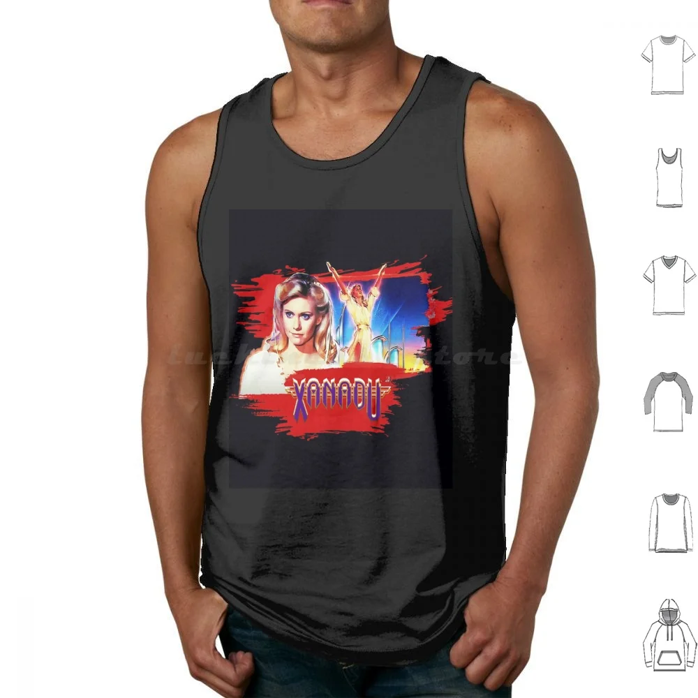 Xanadu-A Million Lights Dancing-Olivia Newton-John-Splash-Red Graphic Tank Tops Print Cotton Xanadu A Million Lights