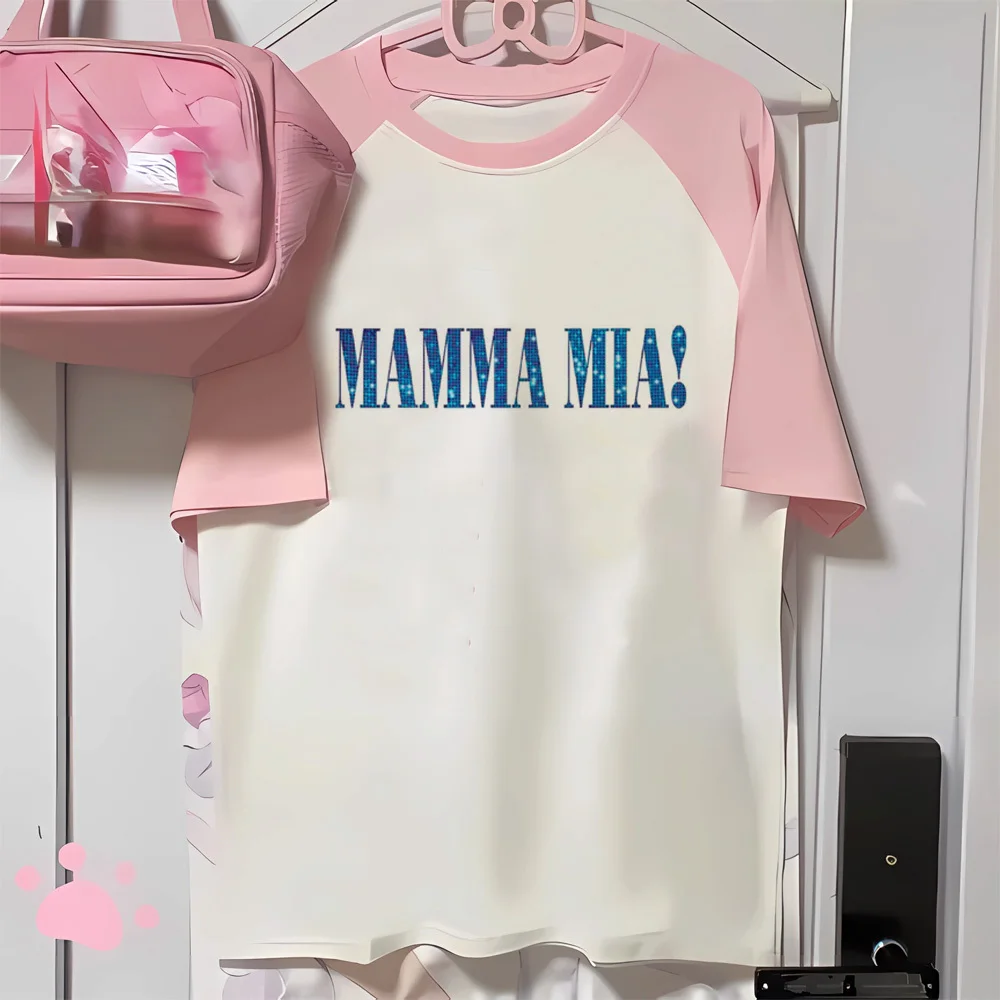 Mamma Mia Tee women patterned stretchy t shirt girl 2000s comic clothing