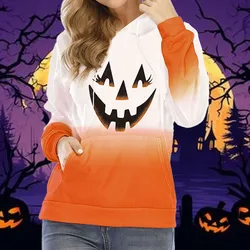 2024 Halloween Theme 3D Print Drawstring Hoodie, Casual Long Sleeve Sweatshirt, Women's Yellow Hooded Thin and light design