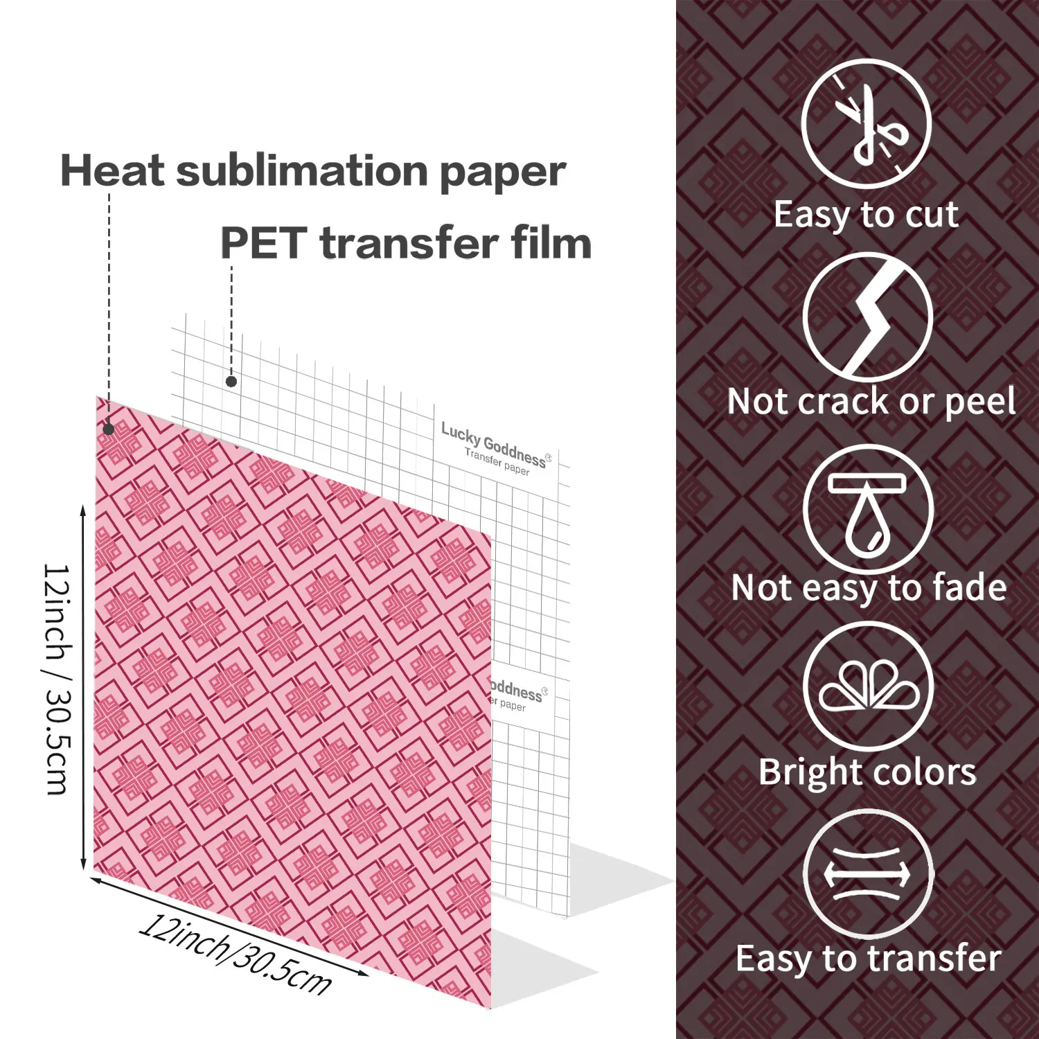 WOWOCUT Pattern Infusible Transfer Ink Sheet 12 X 12 IN Sublimation Infusable Transfer Ink Vinyl Sublimation Mug Press T-Shirt