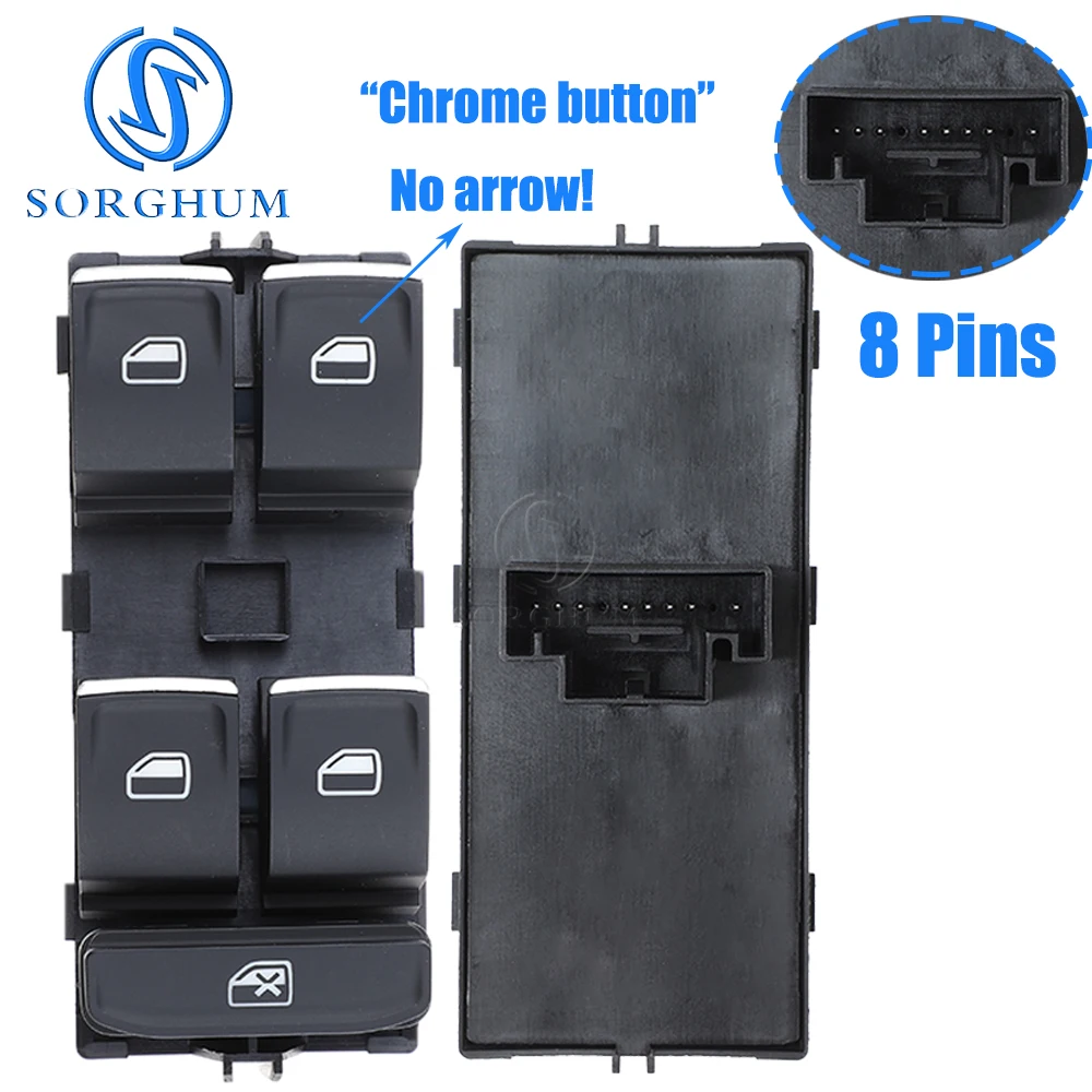 SCORGHUM-Interruptor de controle de janela elétrico, interruptor principal para VW Golf, MK7, Passat B8, Tiguan, Skoda, SEAT, Leon, 5G0959857, Novo 5G0959858