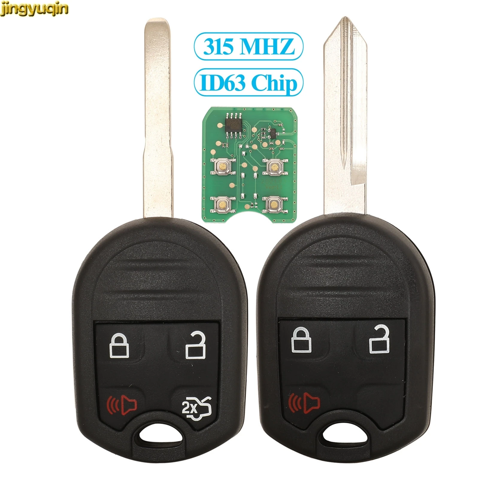 

Jingyuqin 5pcs Remote Car Key Fob Control 315MHZ ID63 For Ford Taurus X Focus Lincoln MKX C-Max Escape F350 Fiesta Transit 3/4BT