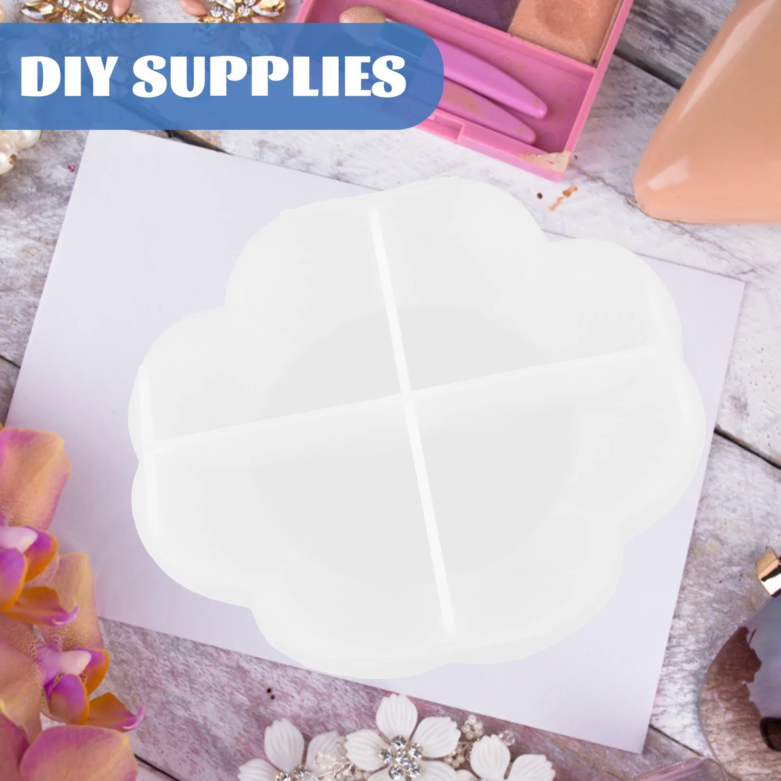 

Силиконовая форма для подноса для DIY хрустальный клей, декоративные подносы, держатель для ювелирных изделий из эпоксидной смолы, круглая форма лепестка, антипригарная, безопасная, надежная
