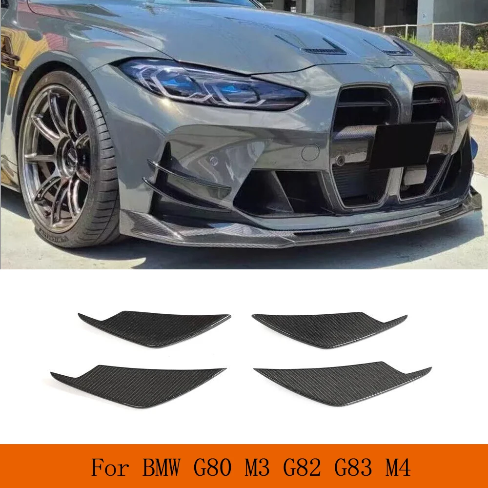 Car Front Bumper Canards Bumper Air Vents Trims for BMW G80 M3 G82 G83 M4 2021 2022 DRY/Wet Carbon Fiber Front Bumper Fins