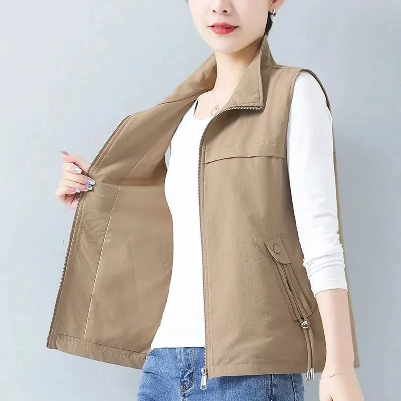 

Spring Autumn Vest Women Jacket 2024New Korean Fashion Sleeveless Zipper Waistcoat Loose Vest Female Coat Casual Outerwear Tops