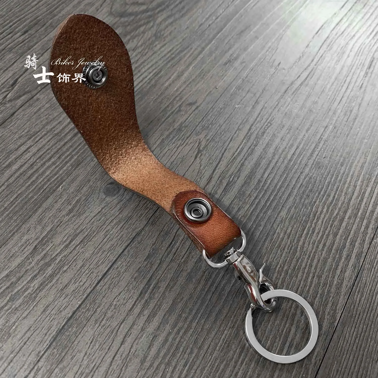 Trendy male personality Italian leather turquoise leather buckle leather wallet chain personality keychain cowhide pants chain