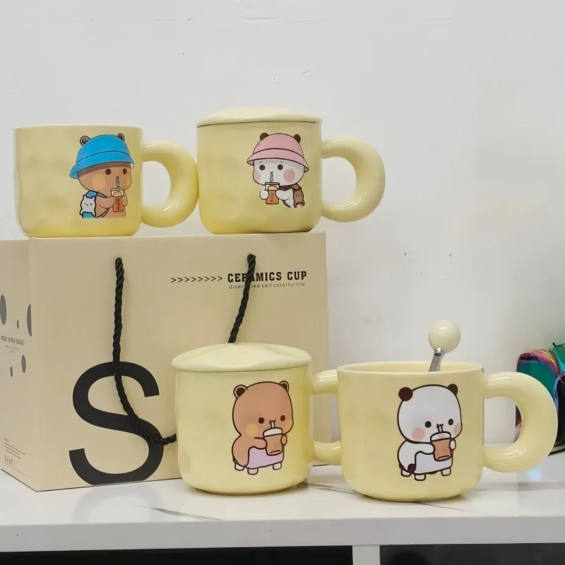 

Panda Bear Bubu Cup Dudu Coffee Milk Mocha Cat Couple Christmas Mug Kawaii Cups Original Mugs Drinkware Friend Decorate Gifts