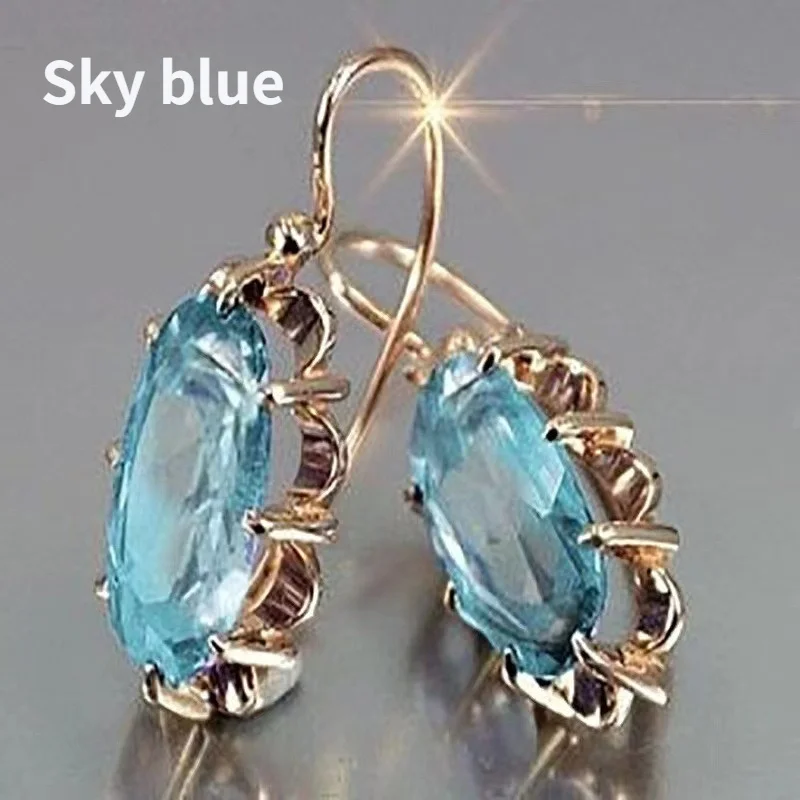 Vintage Crystal Earrings for Women Blue Purple Red Stone Earring Wedding Earrings Birthday Party Jewelry Gift Pendientes Mujer