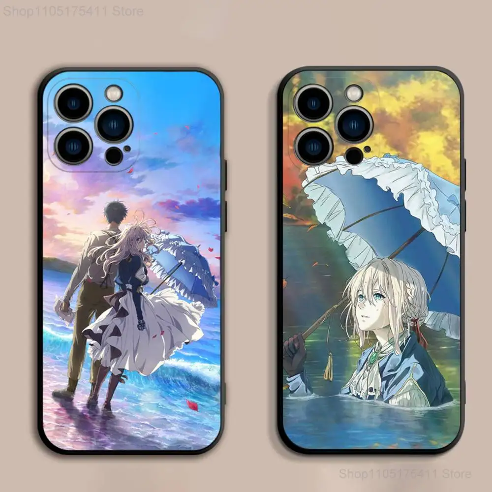 

V-Violet E-Evergarden Phone Case For iPhone 17,16,15,14,13,12,Pro,Max,Plus,E,SE4,Air,Mini Black Soft Cover