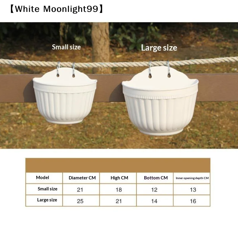 Wall Mounted Semi Circular Plastic Flower Pot Color Hanging Planter With Hook Thickened Resin Basin For Garden Balcony Planting