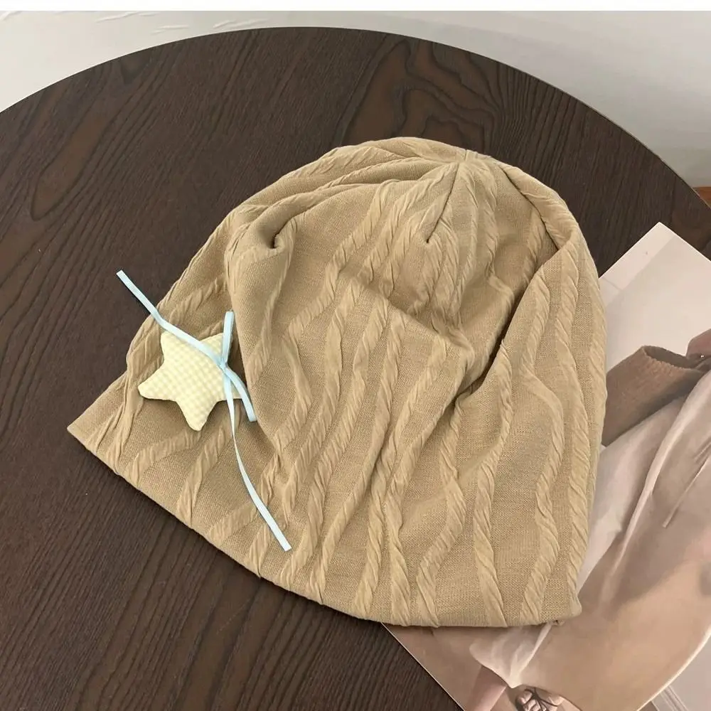 Star Pattern Women Postpartum Cap Fleece-Lined Windproof Winter Warm Beanie Hat Soft Comfortable Warm Pullover Hat