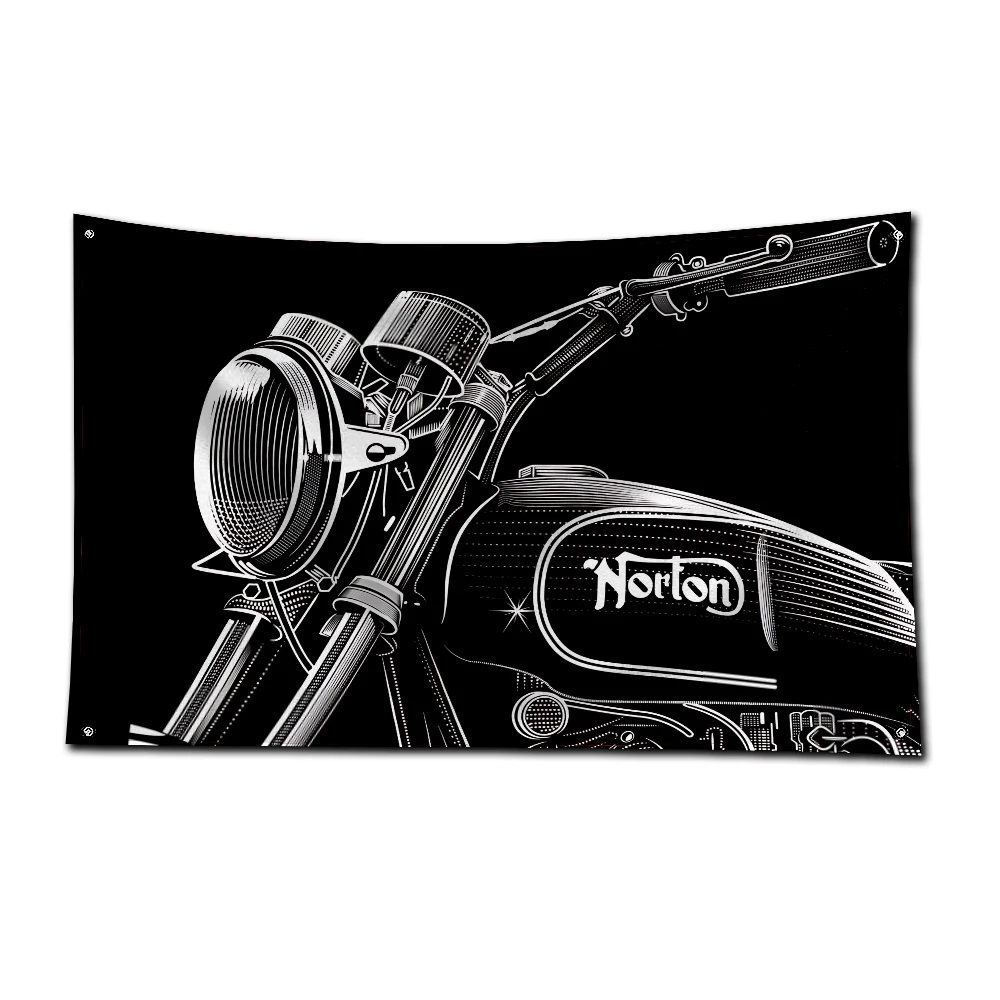 3x5 Ft Motorcycle racing Flag Polyester Digital Printing Nortons Banner for Garage Wall Out Door Decoration With Brass Grommets
