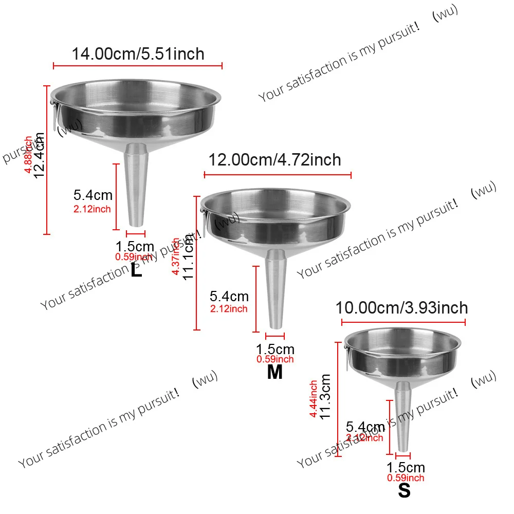 Metal funnel for canned kitchen tool accessories, wide mouth funnel