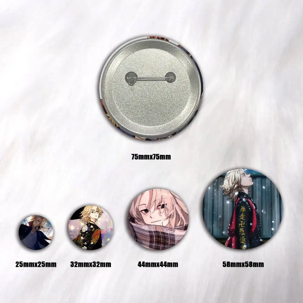 Sano Manjiro Anime Characters Cool Boy Mikey Badge Round Art Brooch Clothes Backpack Accessories