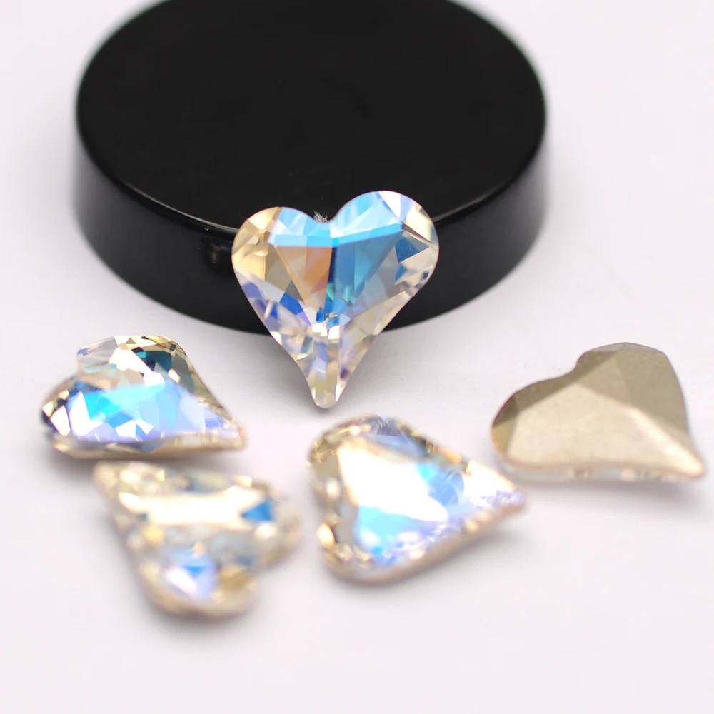 

8mm 12mm Moonlight Sweet Heart Nail Charms Glitter Glass Rhinestones Multi-sizes Gems for Nail Art Decoration Accessories