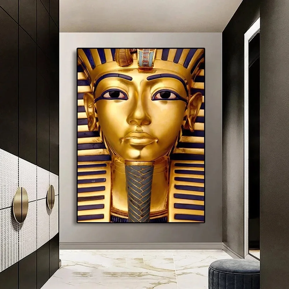 Golden Mask Tutankhamun Poster Ancient Egypt Pharaoh Canvas Painting Luxury Wall Art Decor