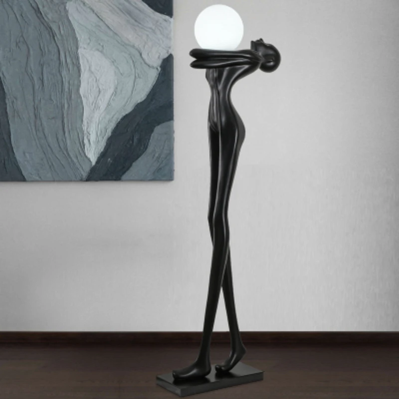 Humanoid sculpture holding ball floor lamp designer exhibition hall villa sales department decoration lamp