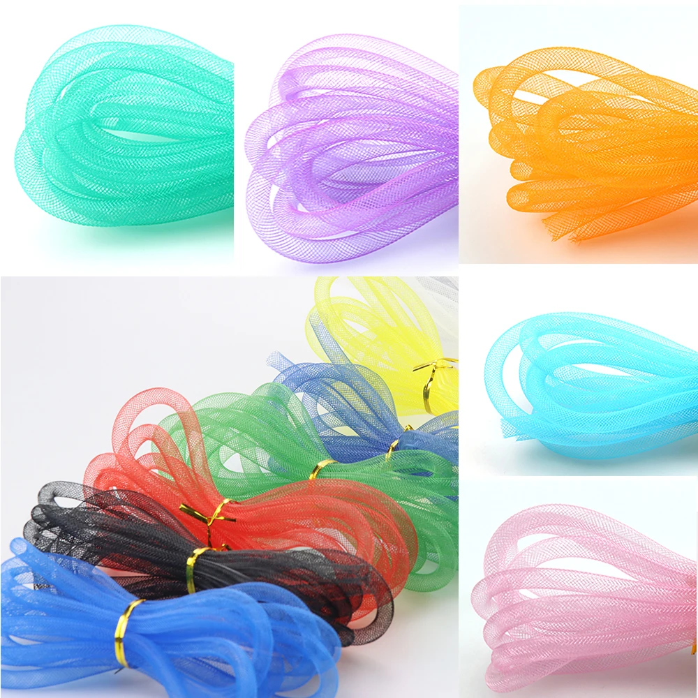 6MM Color Mesh Rope Bracelet/Necklace Rope Tubular Mesh Braided Polyester Mesh Fabric Chokes DIY Refillable Decoration