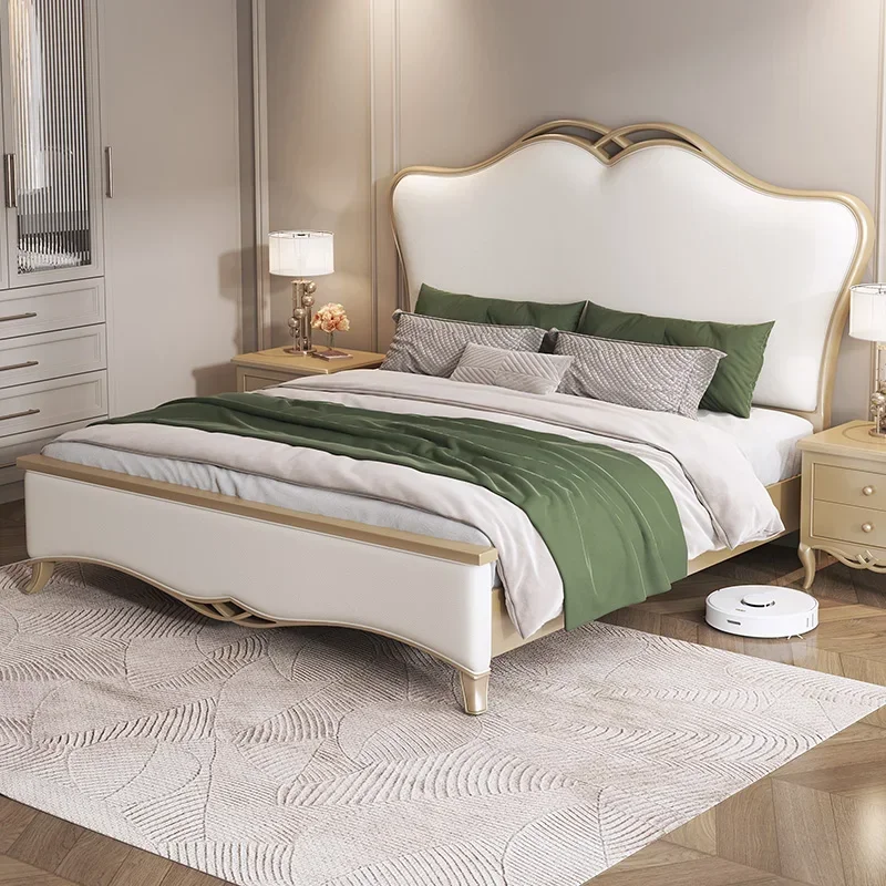 

Kids European Bed Double Modern White Wood Headboard Bed Frame Double Girl Boys Sleeping Cama Matrimonio bedroom decoration