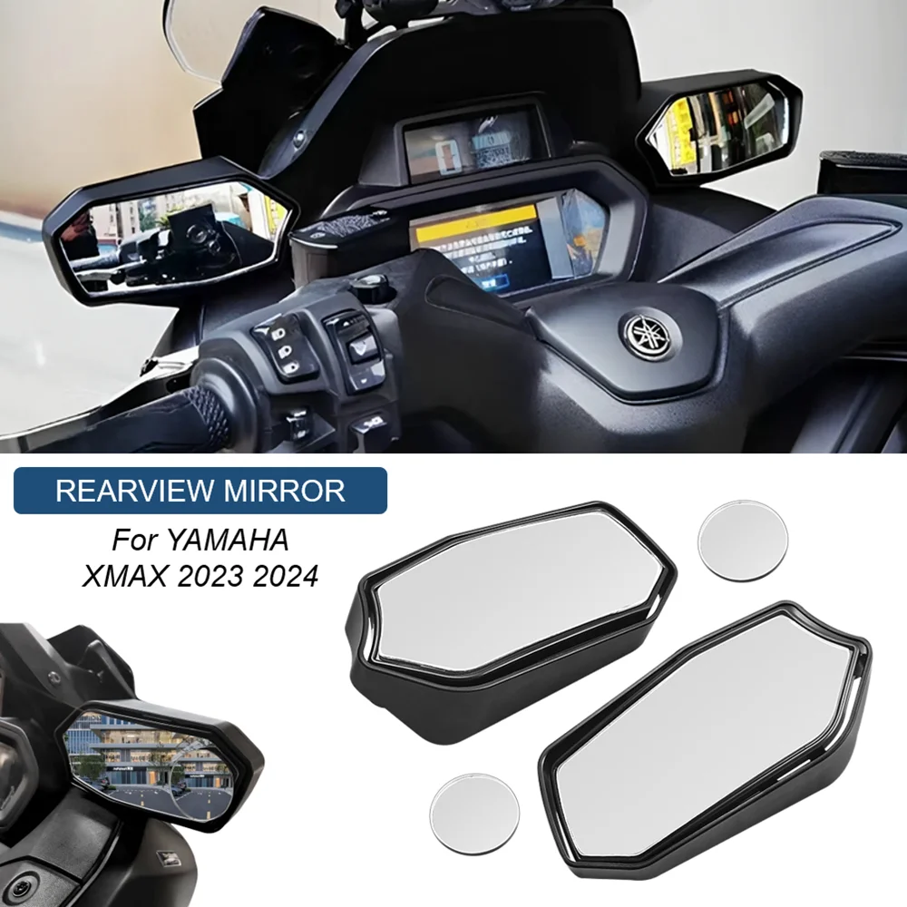 Fir for Yamaha XMAX 250 300 2023 2024 Motorcycle Forward Mirror Rearview Mirror Kit Convex Angle Adjustable White Side Mirrors