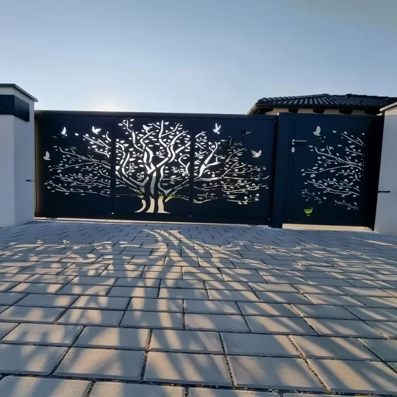 High Quality Easily Assembled 6063-T5 Powder Coated Cut Aluminum Gate Modern Decorative Privacy Gate for Villa Garden