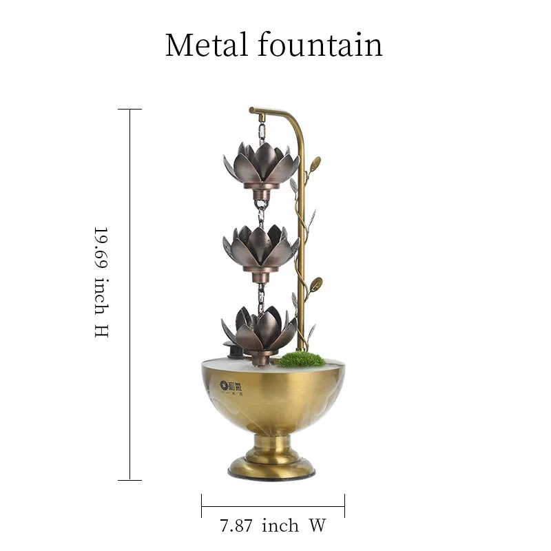 Lotus Rain Chain Fountain Metal Desk Ornament Waterfall Decor For Garden Courtyard Indoor Outdoor Landscape Decoration