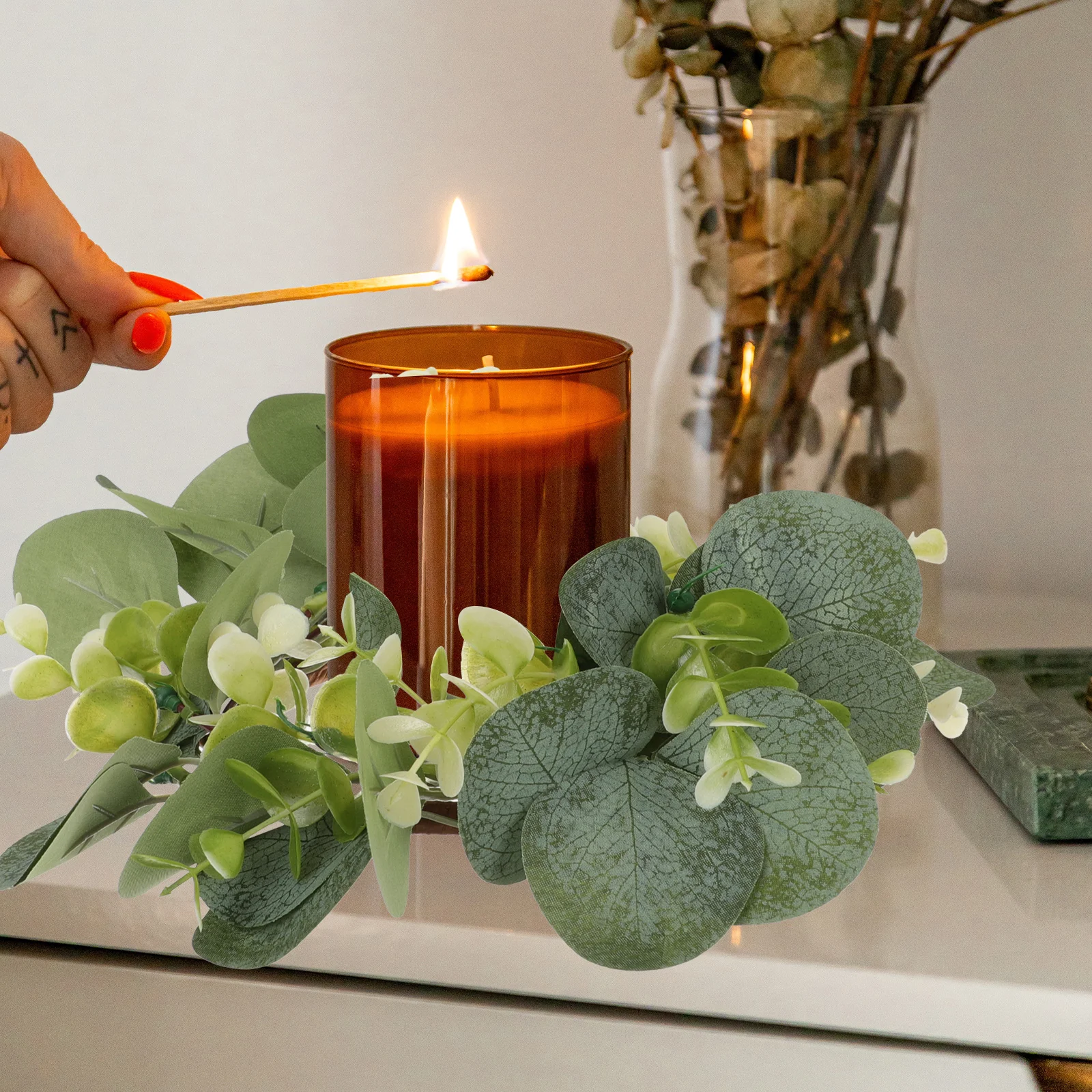 

2pcs Simulation Wreath Decor Artificial Leaf Garland For Home Door Front Outdoor Party Wedding Festival Hanging Decoration