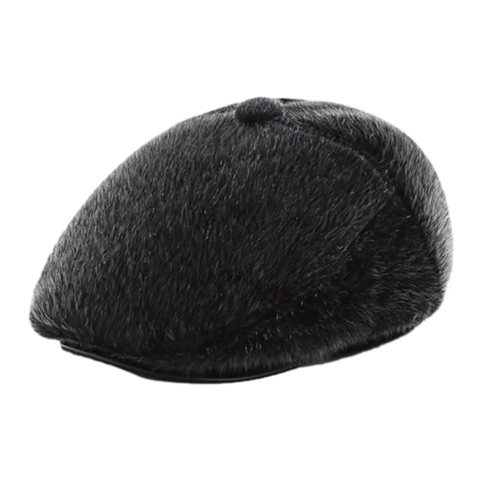 Elderly Man Hat Winter Thickened Sea Lion Hair Old Men Duck Tongue Cap Mink Hair Hats Warm Padded Cotton Forward Caps