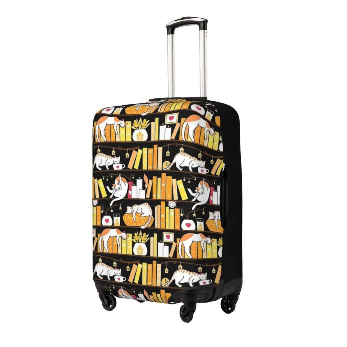 Library Cats Golden Sunshine Suitcase Cover Business Protector Vacation Useful Luggage Supplies
