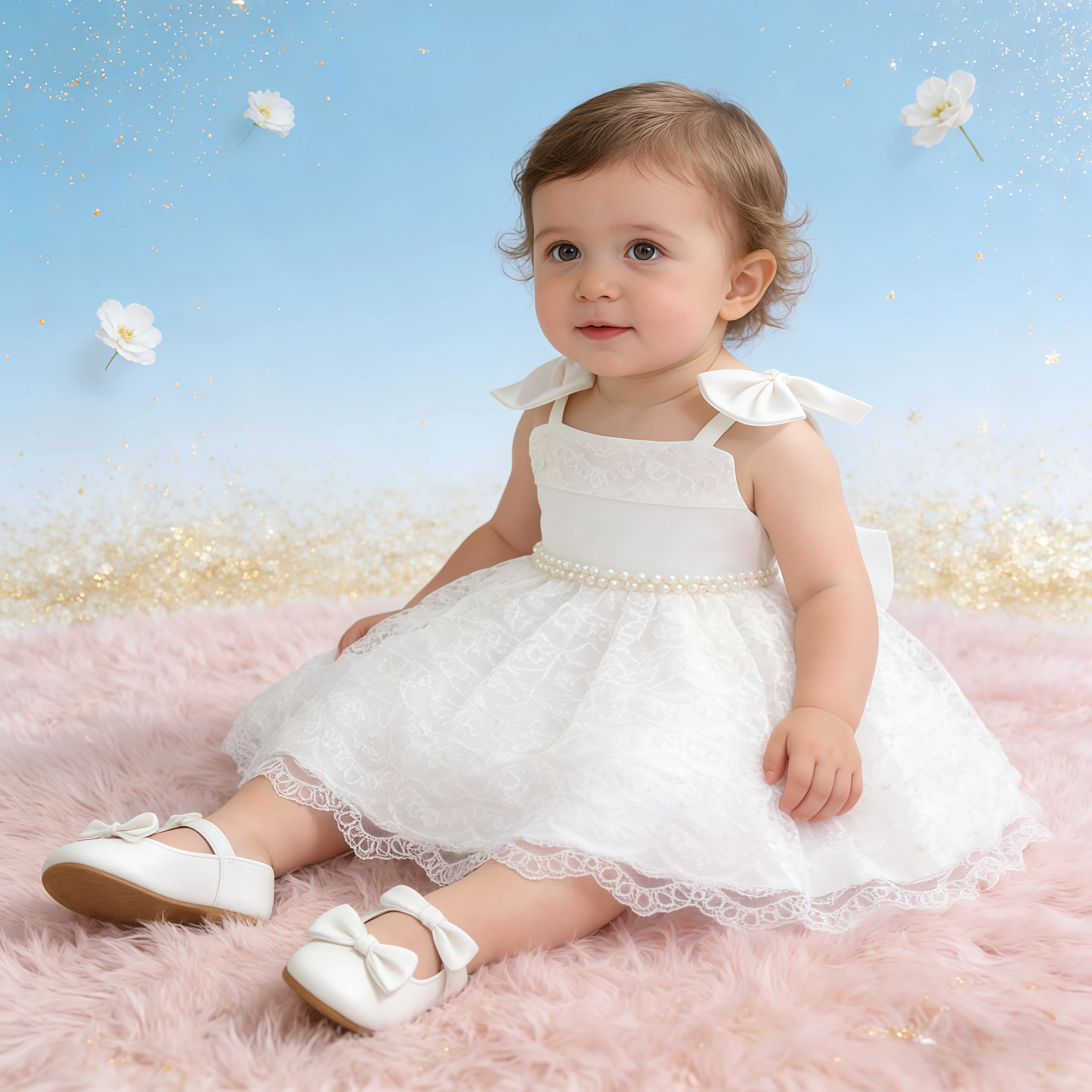 

Детское платье принцессы с вышивкой и большим бантом для маленьких девочек, платье для крещения на первый год, день рождения, одежда для свадебной вечеринки, одежда для младенцев