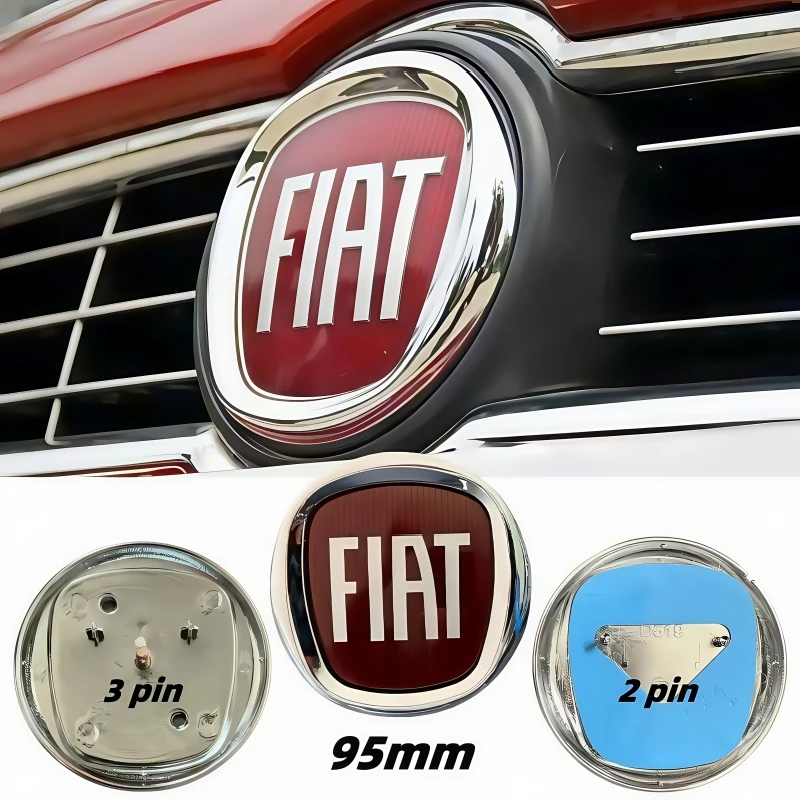 

9.5cm 2/3pins Fiat Emblem Logo Grille Badge Accessories -for FIAT 500 500x 500l 124 125 Palio Punto Tipo Panda Doblo Argo BRAVO