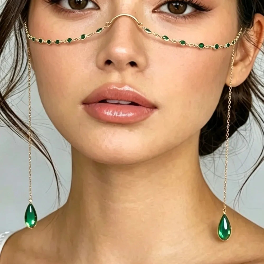 Bohemian Sexy Face Chain Water Drop Pendant Exquisite Nose Bridge Face Chain Fashion INS Tassel Earhook Carnival