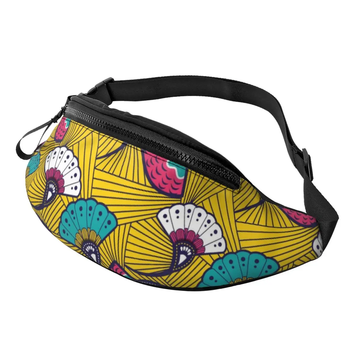 Custom Ankara Floral African Pattern Fanny Pack Men Women Casual Crossbody Waist Bag for Hiking Phone Money Pouch