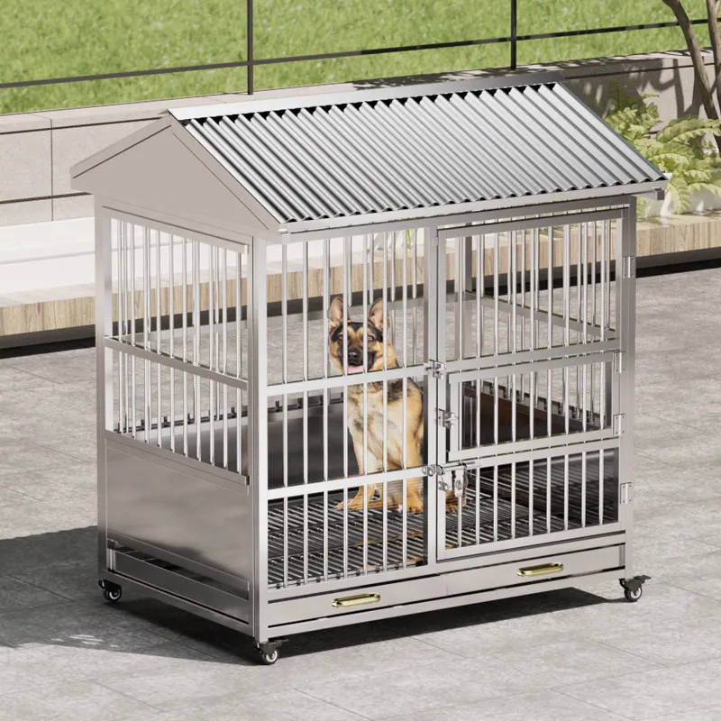 Outdoor Stainless Steel Dog Cage Rainproof Kennel Kennel Thickened Cage
