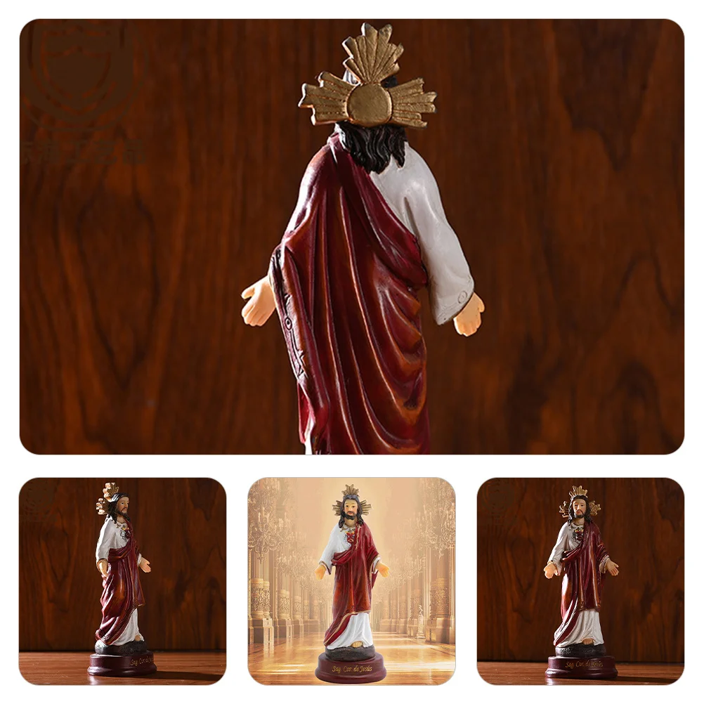 

Resin Jesus Statue Desktop Decorative God Sculpture Sacred Miniature Religious Decor Art Photography Prop Jesus Statue