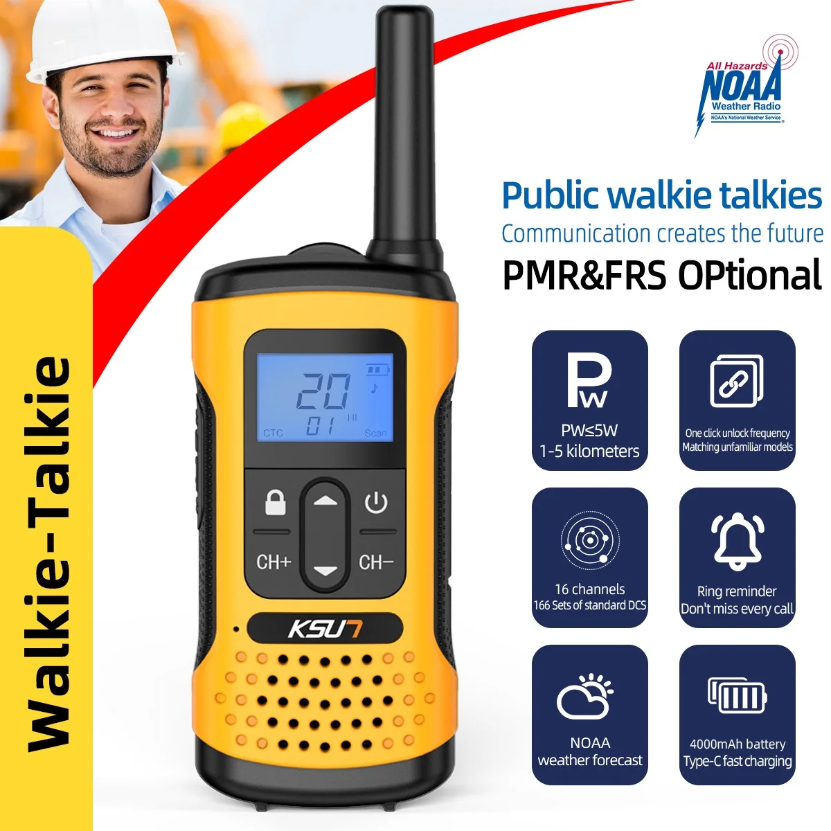 KSUN GZ32 اتصال داخلي لاسلكي PMR FRS ترخيص يده اتجاهين ناقل موجات الراديو UHF اسلكية تخاطب لمطعم الفندق